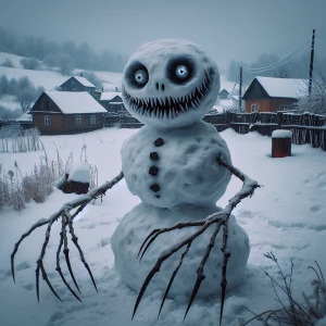 On the outskirts of the sleepy village, where the snow lies unto...