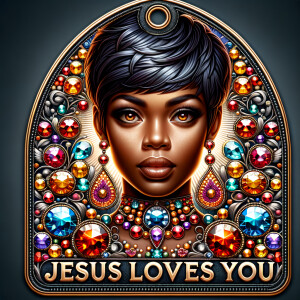 Redesign the tag to feature an African-American woman with a sty...