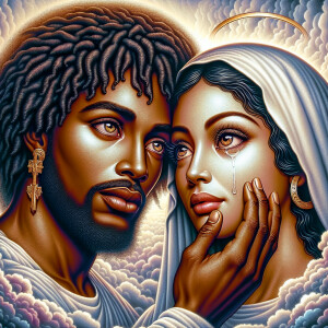 Ensure that the image distinctly represents both Jesus Christ an...