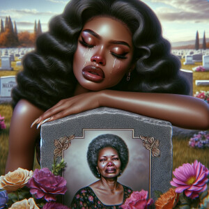 A beautiful light-skinnedb African-American woman with long wavy...