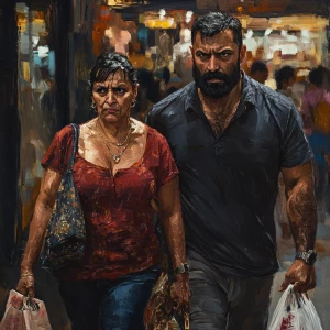 (Realism)art,a(54 year old kashmiri ,sweaty,nosering,brown oily...