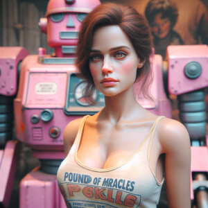 Faded realistic color photograph of stunning 25-year-old brunett...