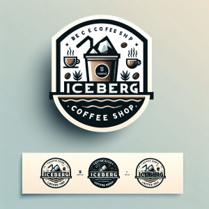 Logo for a coffee shop with the name “IceBerg”