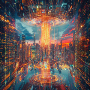 In a mesmerizingly futuristic scene, a digital manipulation expe...