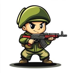 logo of a kid Russian soldier in contemporary military attire, h...