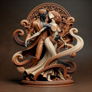 3d wood and porcelain sculpture of an Afrocentric woman with a m...