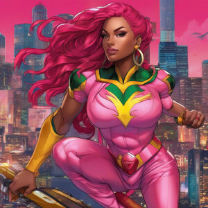 Create a vibrant and dynamic full-body illustration of the super...