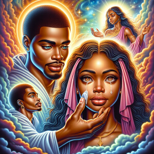 Ensure that the image distinctly represents both Jesus Christ an...