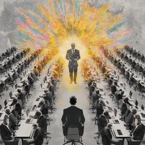 Design an image from an overhead perspective of a monochromatic,...