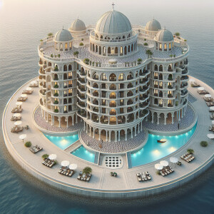 طراحی نمای کلاسیک فاخر برای هتل چهار طبقه در چابهار کشور ایران ن...