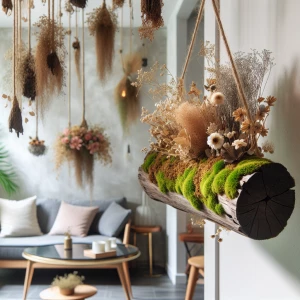 Tronco delgado colgante con moss y flores cecas diseñó para pone...