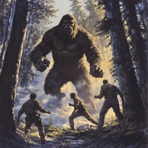 Six men pursue a towering, 7-8 feet tall, hair-covered sasquatch...