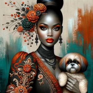 A highly stylized and elegant digital portrait of a beautiful li...