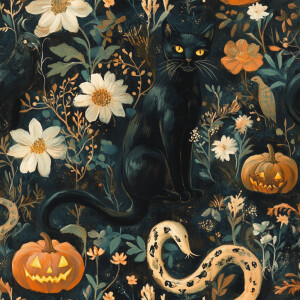 Design a Halloween pattern inspired by the life like detail, tex...