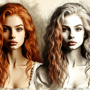 A beautiful ginger haired female. Full body image. She’s standin...