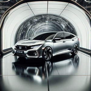 Create an image of a 2025 silver Honda Civic Sport Touring Hybri...