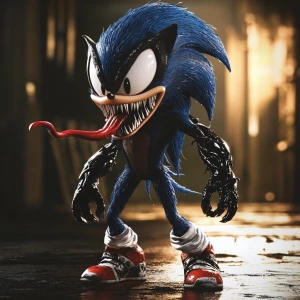 Create an image of a character that combines Sonic the Hedgehog'...