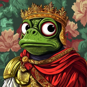 Pepe with pumped-up lips of a bright red color in carton style...