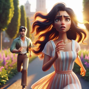 a beautiful girl running from his ex