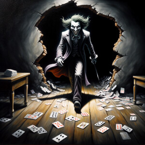 oil painting with alcohol wash: The joker gone wild walking thro...
