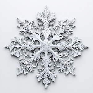 Design a symmetrical snowflake with detailed and bold patterns,...