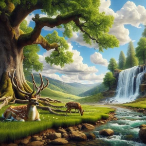 Under a pristine blue sky speckled with white, fluffy clouds, a...