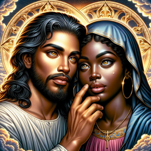 Ensure that the image distinctly represents both Jesus Christ an...