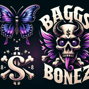 Death 
 logo with butterflies and purples(masterpiece, best qual...