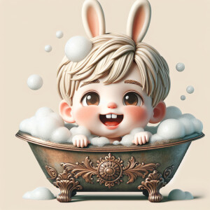 Character design A cute small Boy-rabbit Hybrid smiling taking A...