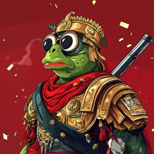 Pepe with pumped-up lips of a bright red color in carton style...