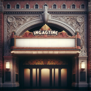 Blank marquee sign above theatre