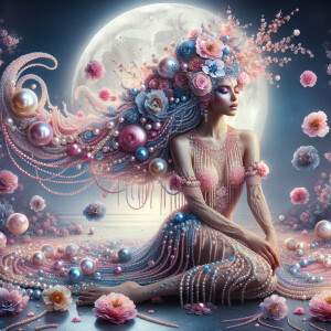 "Create an image of a majestic light skin Hawaiian woman whose f...