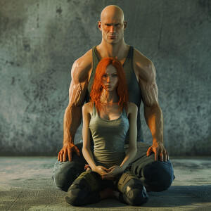 A photorealistic high resolution image. Light ginger haired fema...