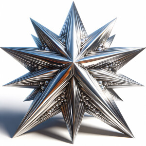 shiny silver chrome
 star, 3D, white background