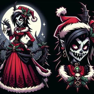 Character concept for a female version of the Grinch, showcasing...