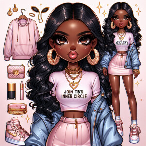 Create a chibi-style digital illustration with a glossy finish a...