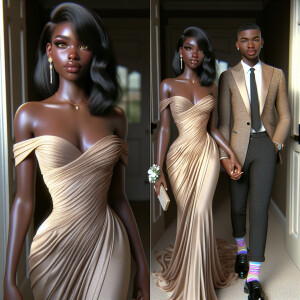 3-D image of a beautiful light skin, African-American young woma...