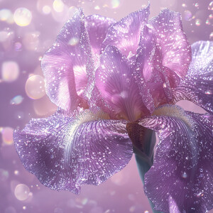 Arte de fantasía de brillo, mágico, flor de iris rosa de inviern...