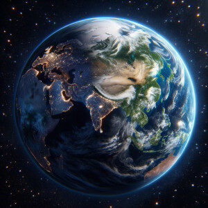 Planet earth seen from space, ultra photorealistic, 9:16 format