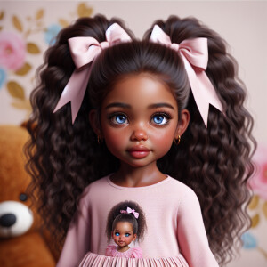 Refine the 3D realistic image of a four-year-old African-America...