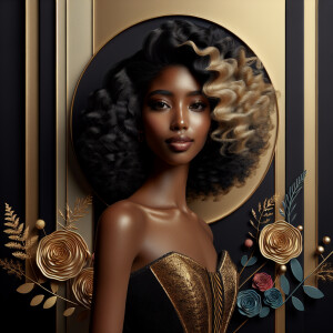 Create a vertical 3-D portrait of a light-skinned African-Americ...