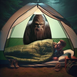 A camper in British Columbia is tucking into his sleeping bag wi...