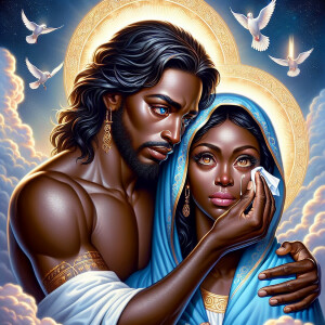 Ensure that the image distinctly represents both Jesus Christ an...
