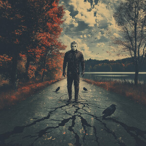 dark-art Jason from friday the 13th,intricate detailed double ex...