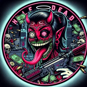 I see an image that features a highly stylized and graphic desig...