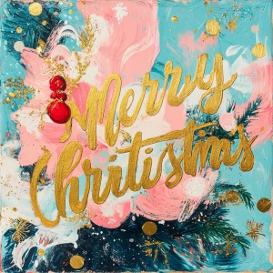 A beautiful abstract Christmas image with gold leaf. It says ‘Me...