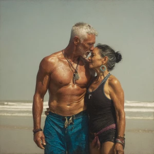 hyperRealism photo painting.a muscular sweaty  employer man walk...