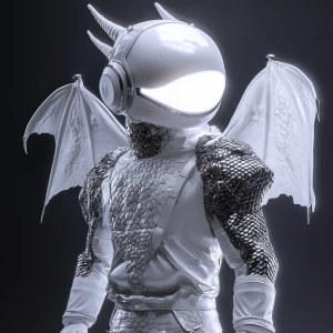 Marshmello's iconic white, smooth, and round helmet-like head, b...