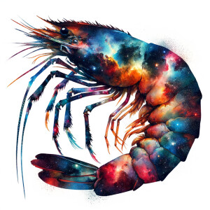 Outer space cosmic watercolor filled animal silhouette, on a bla...