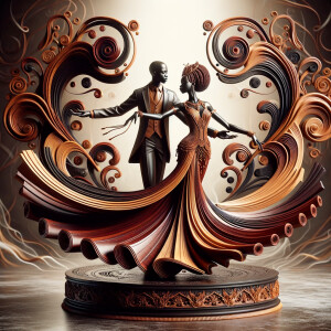 3d wood and porcelain sculpture of an Afrocentric woman with a m...